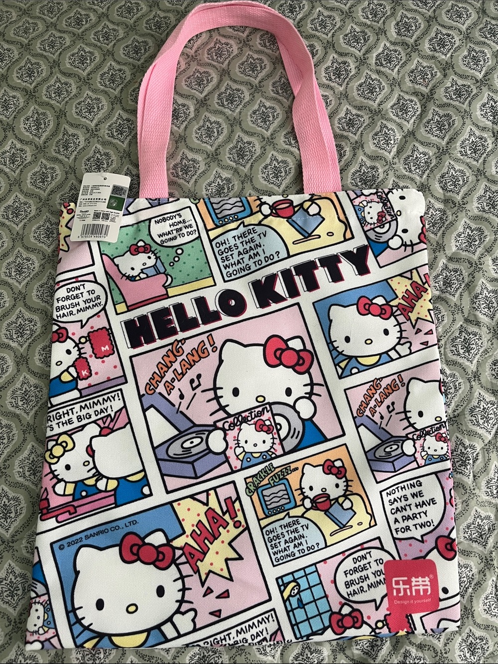 Hello Kitty Comic Book Theme Canvas Tote